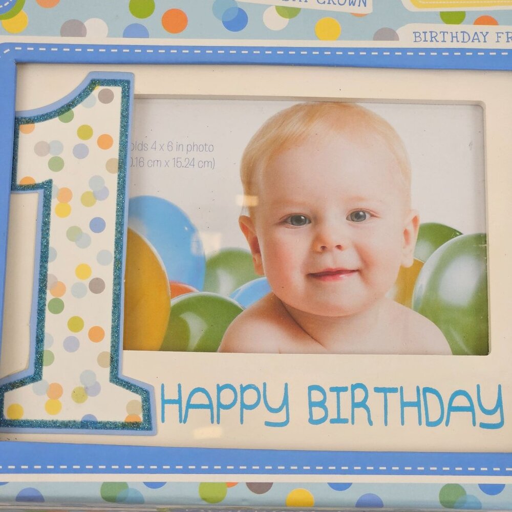 Gibson First Birthday Photo Kit Frame Crown Banner Props Cake Topper Celebration - Picture 4 of 7